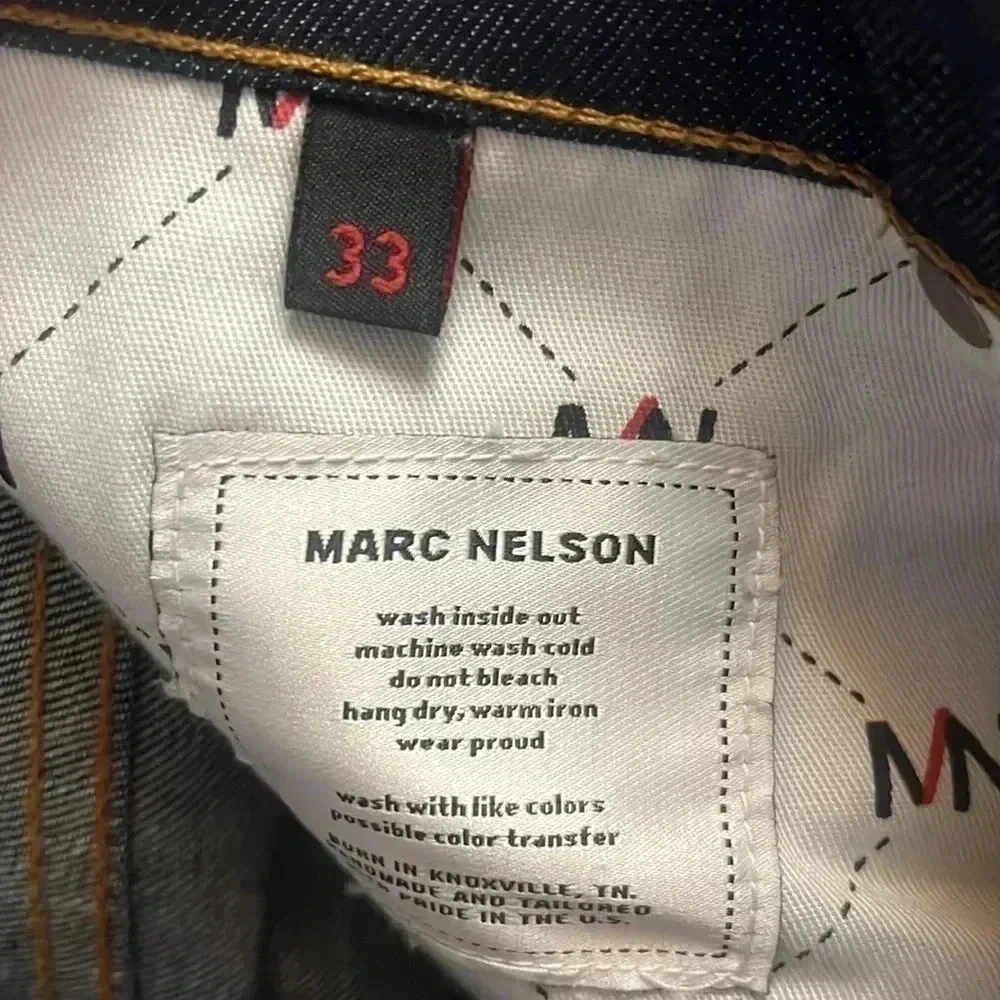 Marc Nelson Dark wash raw Denim slim Jeans size 33